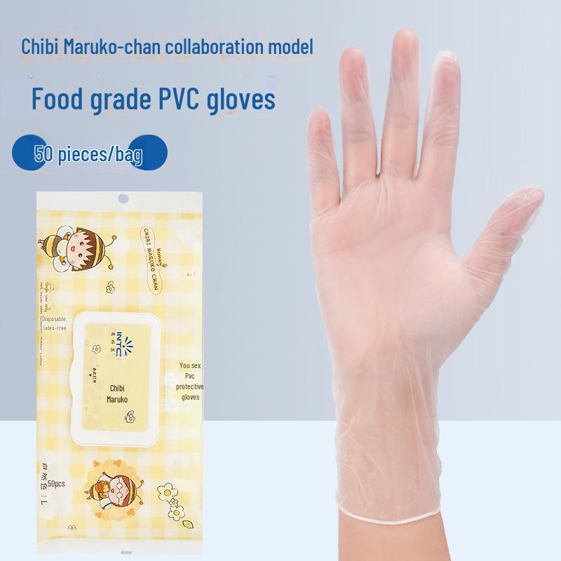 Inkco 50-Pack Disposable Nitrile PVC Gloves - Food Safe, Waterproof, for Kitchen & Cleaning