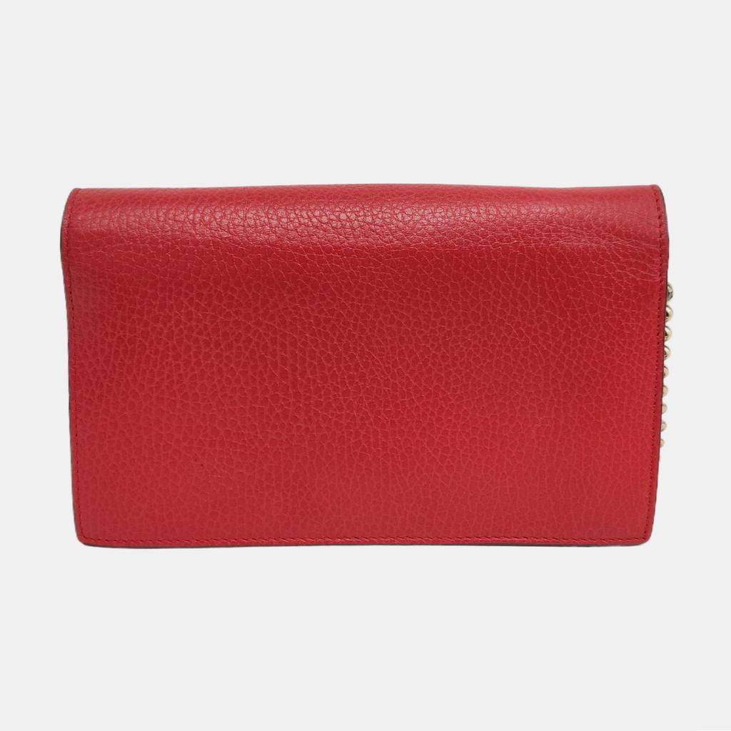 [Pre-Owned] Interlocking Double G Logo Litchi Grain Leather Shoulder Crossbody Bag - Very Good #1PMAIVT