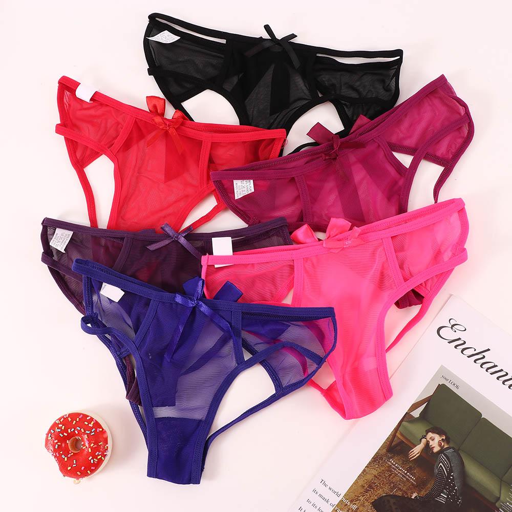 Seamless Sexy Ladies Bow Lace Female Nylon Briefs Thongs Lace Underwear Lingerie