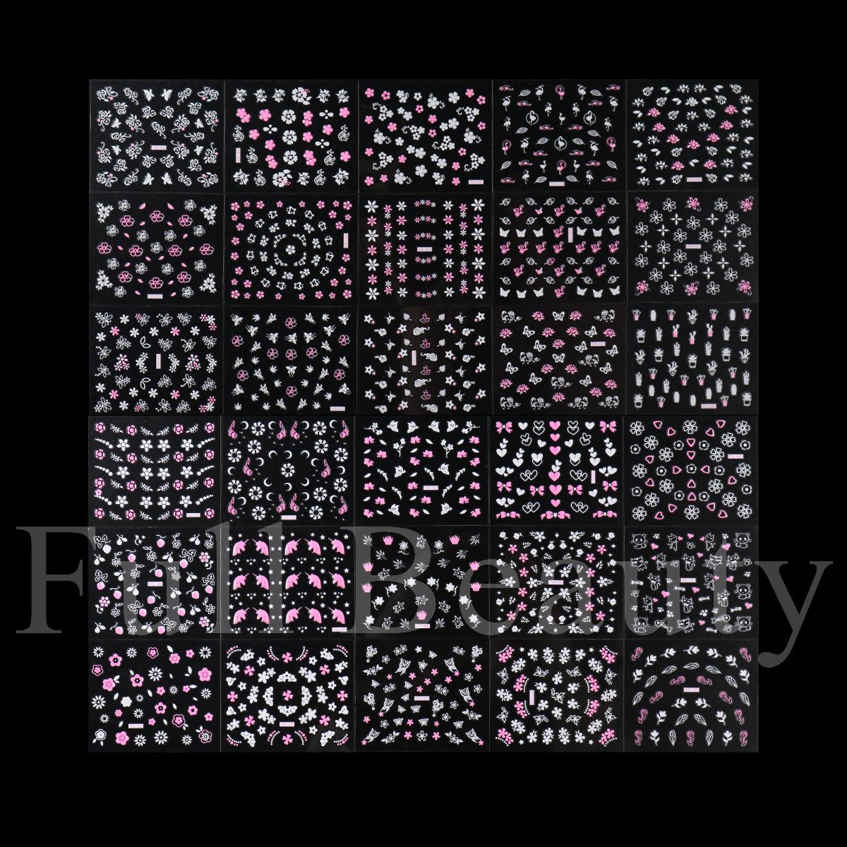 New Nail Art Sticker Set Spring Japanese Pink and White Small Blossom Cherry Blossom Nail Art Sticker
