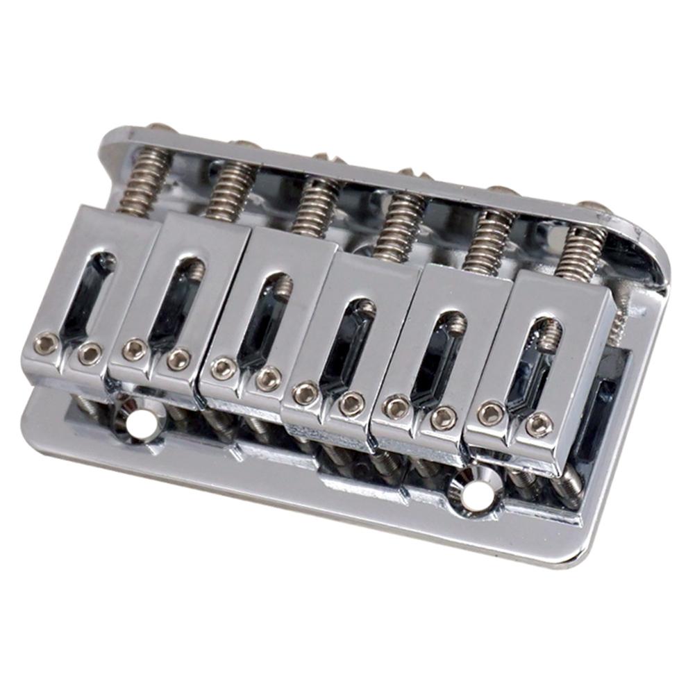 Electric Guitar Saddle Bridge with Screws Wrench 6 String Metal Fixed Hardtail Saddle Bridge Top Load Guitar Tailpiece