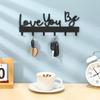 Metal Wall Mounted Key Holder Love Art Decoration Powder Coated Storage Rack 6 Hooks For Foyer Entryway