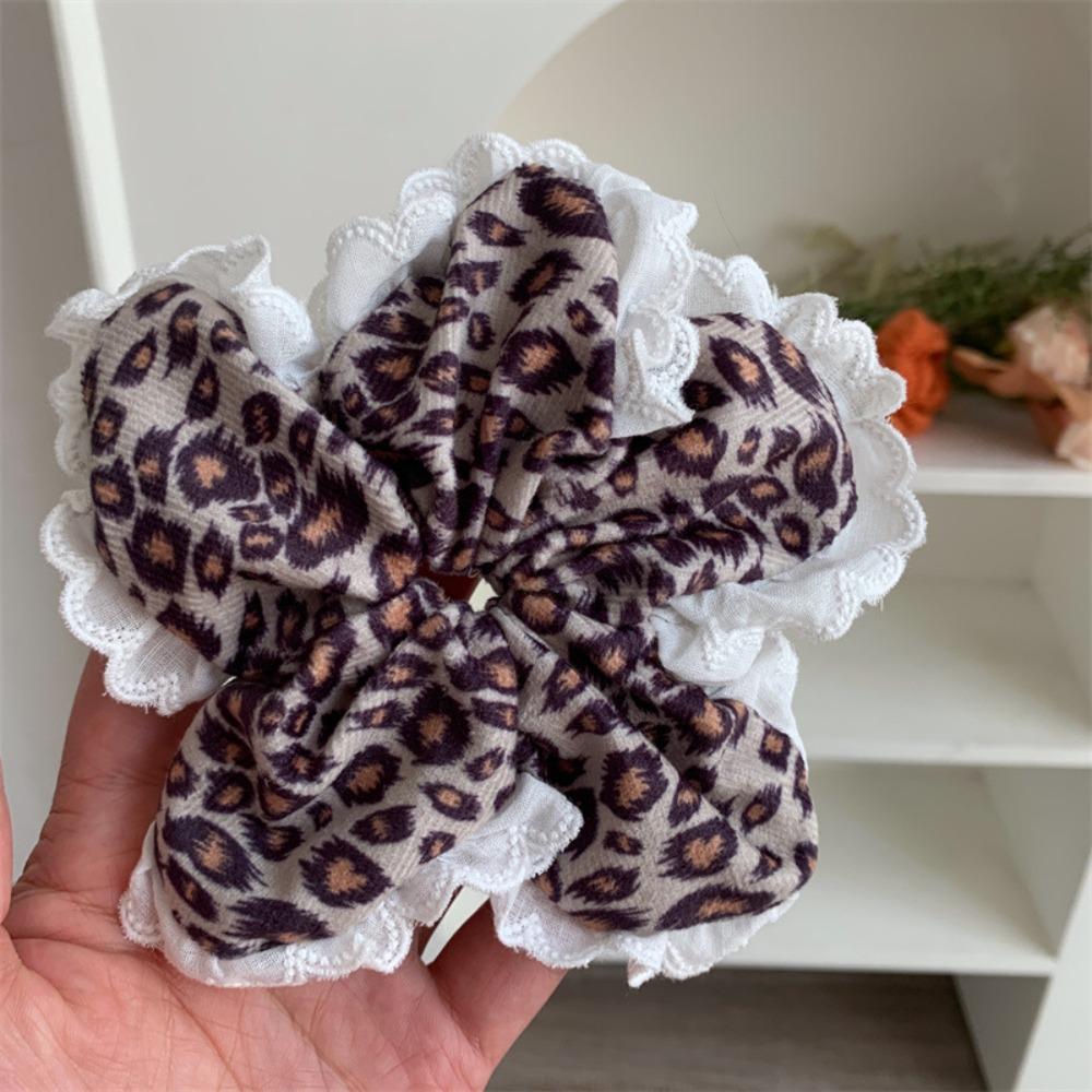 

Korean Style Leopard Flower Scrunchies Denim Exaggerated Hair Ring Exquisite Large Hair Claw party Style D