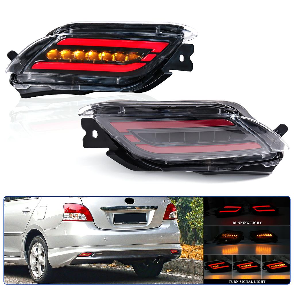 LED Rear Bumper Reflector Light For Toyota Vios 2008 2009 2010 2011 2012 2013 Start-up Animation Warning Turn Signal Lamps 12V