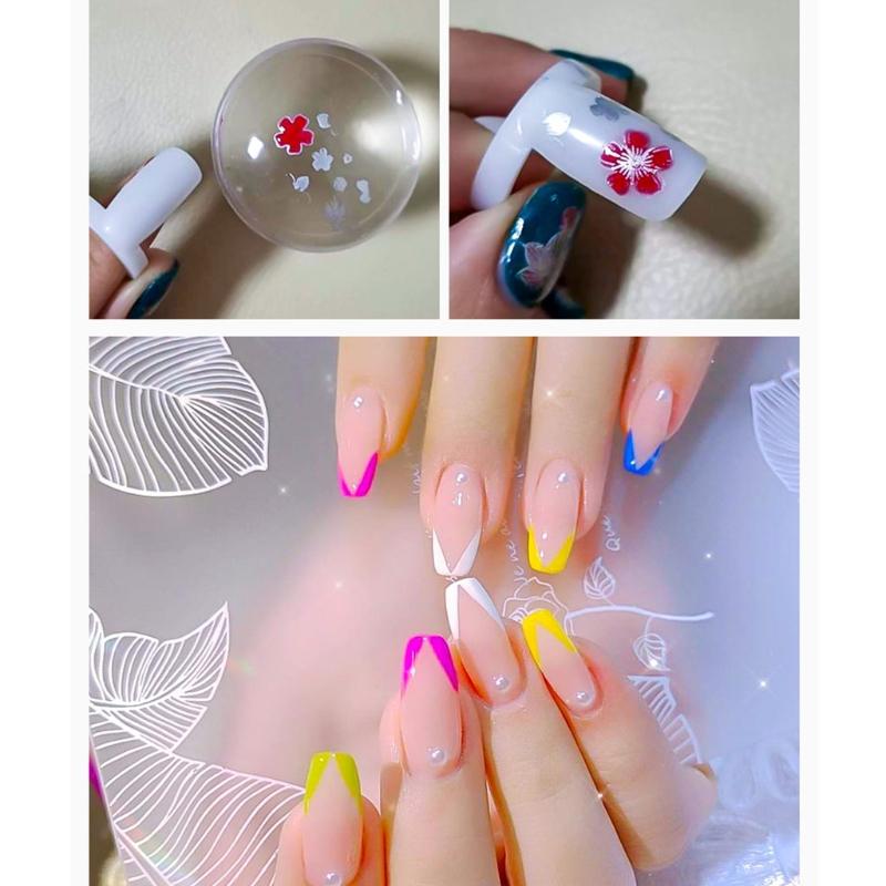 Silicone Transparent Nail Art Stamping Kit Everthing For Manicure Plate Stamper