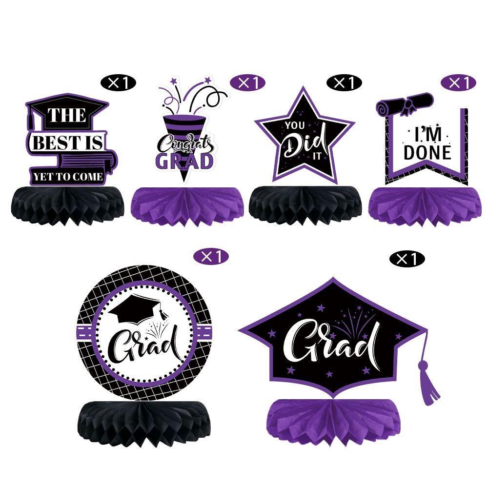 Honeycomb Graduation Decor Ball Set Of Six With Paper Fan For Event Celebration