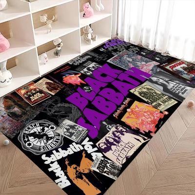 Tmavý koberec Černá rocková hudba S-Sabbaths Kuchyňská rohožka Dětský pokoj Dekorace ložnice Balkon Protiskluzová rohožka Obývací pokoj