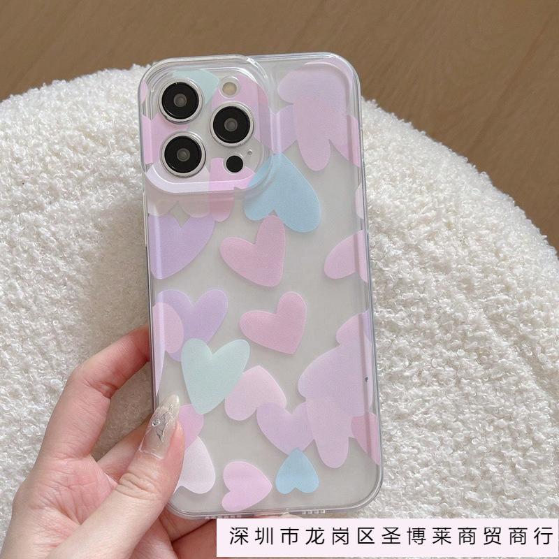 Light Color Love iPhone15/14 Apple 13 Transparent Mobile Phone Case XR Female 12Pro Soft Xsmax Silicone 16pro