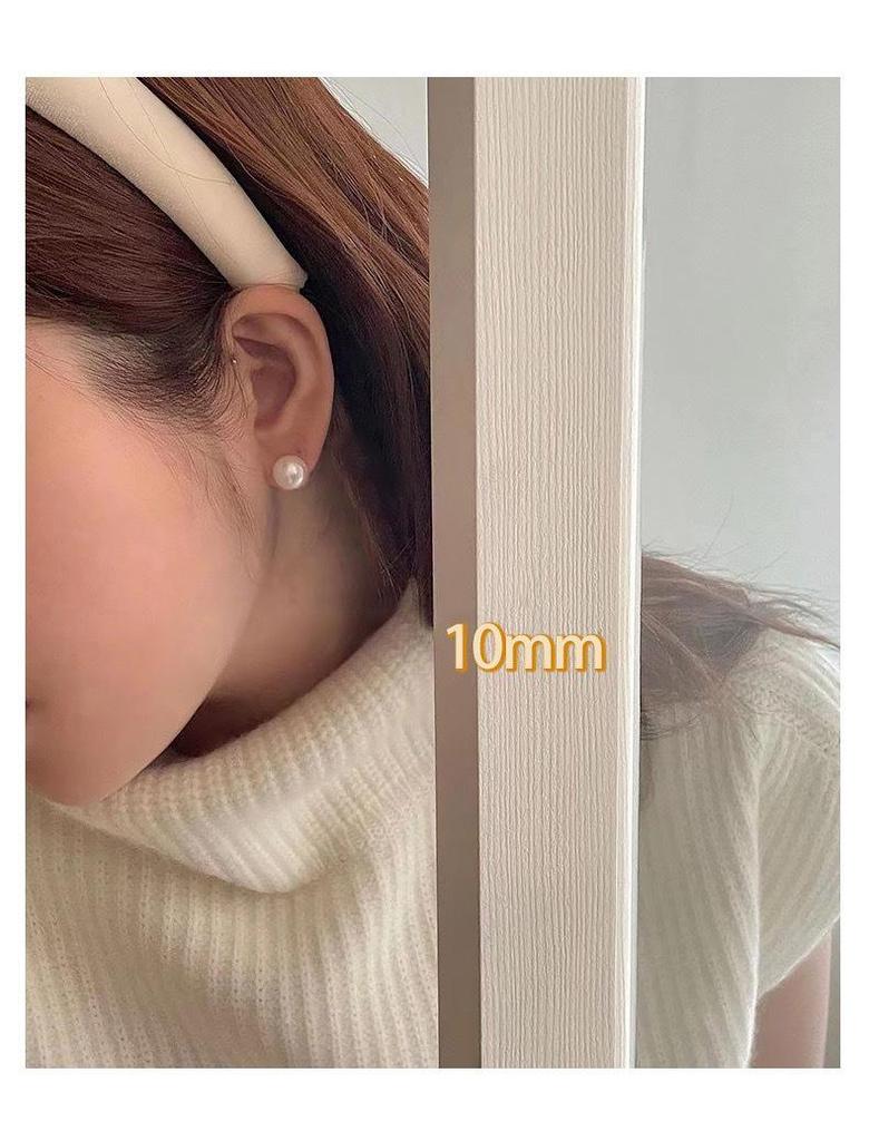 Perfectly Round Pearl Sterling Silver Stud Earrings with Colorful Retro Hong Kong Style and Big Light Bulb Design