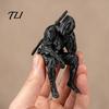 Masked Ninja Figurine 3D Printed Sitting Figurine, Thinking Dark Shelf Sitter, Decorative Samurai Ornament for Home Office Bookshelf Table