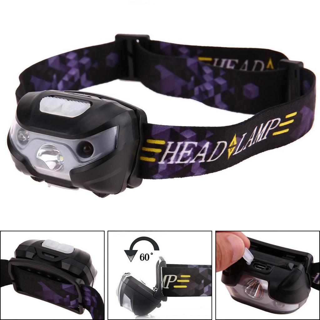 3W outdoor essential LED high brightness white light USB rechargeable headlight waterproof and multifunctional headlight