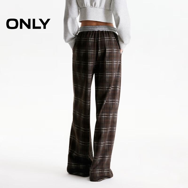 ONLY Women's 2025 Summer Retro Plaid Straight-Leg Pants