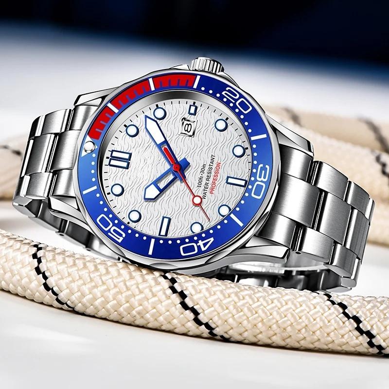 Fashion Men Watch Casual Sport Waterproof Men's Quartz Wristwatches Top Brand Luxury 360° Rotating Bezel Design Watch Men