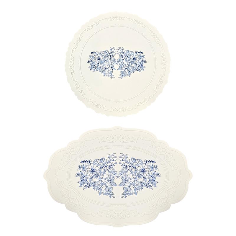 Silicone Carved Dining Mat Retro Pattern Table Mat Floral Placemat For Dining Table Kitchen Coffee Pad Tableware Mats Waterproof