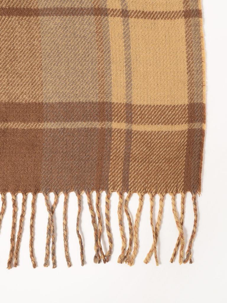 Beams Heart Women's MUSTARD2 Free Check Pattern Reversible Scarf