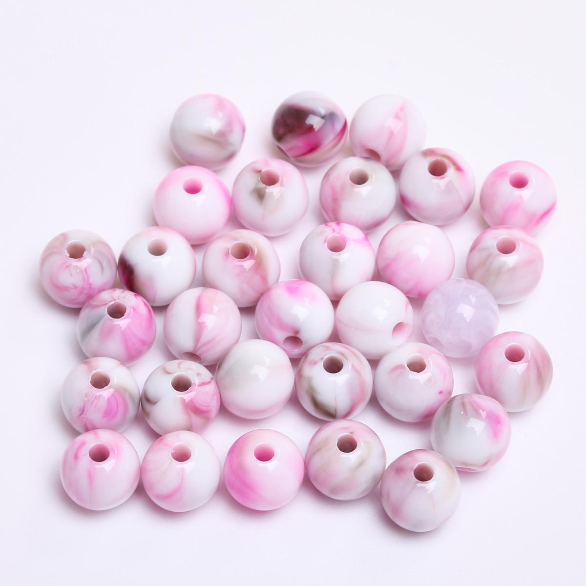 

Vogue Handwork Beading Accessories 30pcs Resin Round Clouds Effect Loose Beads Bracelet Necklace Accessories Fashion Imitation Jade Stone 8mm Style16 8mm 30Pcs