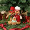 Warm Atmosphere Desktop Decorations Christmas Plush Gingerbread Man Figures with Hat Scarf, Cute Stuffed Family Handmade Polyester Ornaments