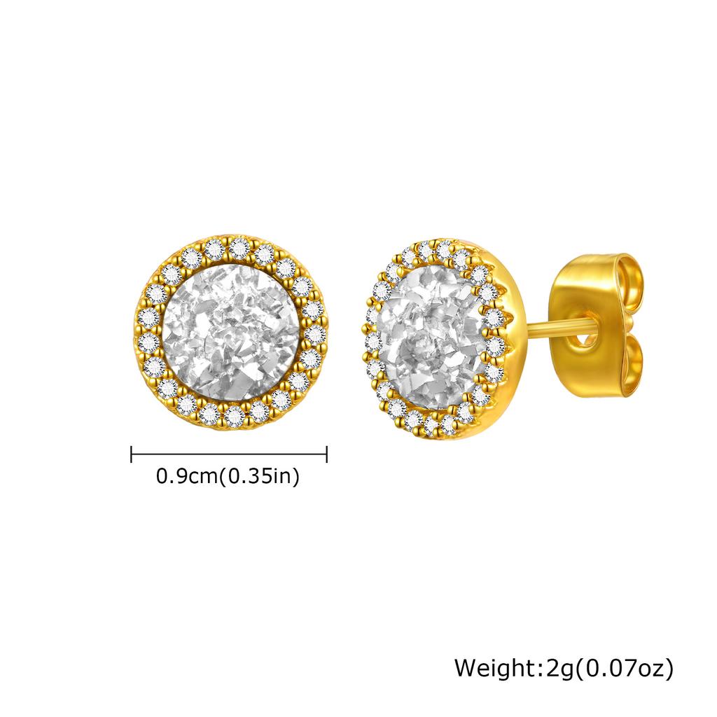 Orecchini a Bottone Piccoli in Zircone di Cristallo di Alta Qualità per Uomo Metallo Placcato Oro Orecchini da Piercing Rotondi Gioielli Moda Punk