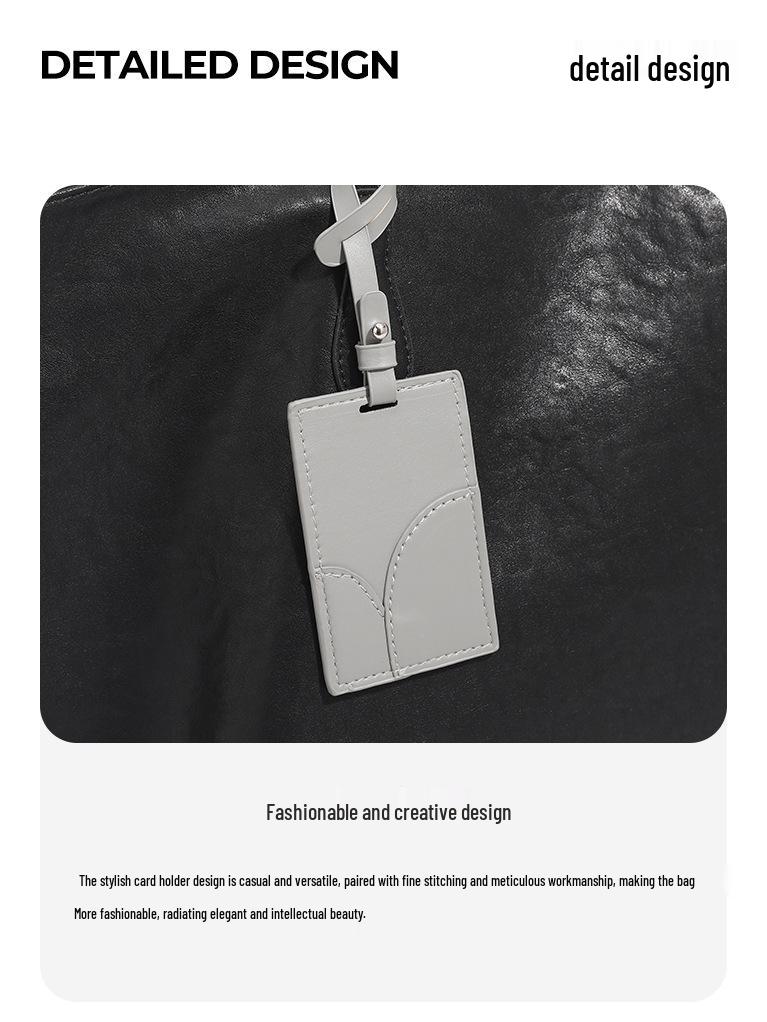 2025 Korean Style Soft Leather Tote Bag with Card Holder - Large Capacity, Versatile Single Shoulder for Women and Students