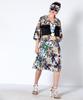 Greedius Spade Print Pleated Midi Skirt