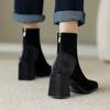 Fashion 2024 Spring Autumn Square Headed Solid Color Fashion Side Zipper Waterproof Platform Simple External Wear Women's Fashion Boots