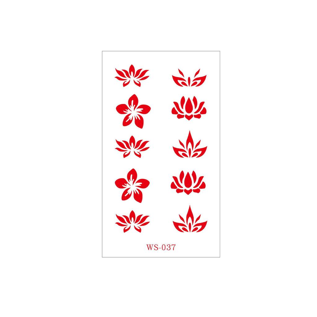 Waterproof Floral Forehead Tattoo Sticker for Women & Children - Ancient Costume Fairy Hanfu & Bride Red Stickers