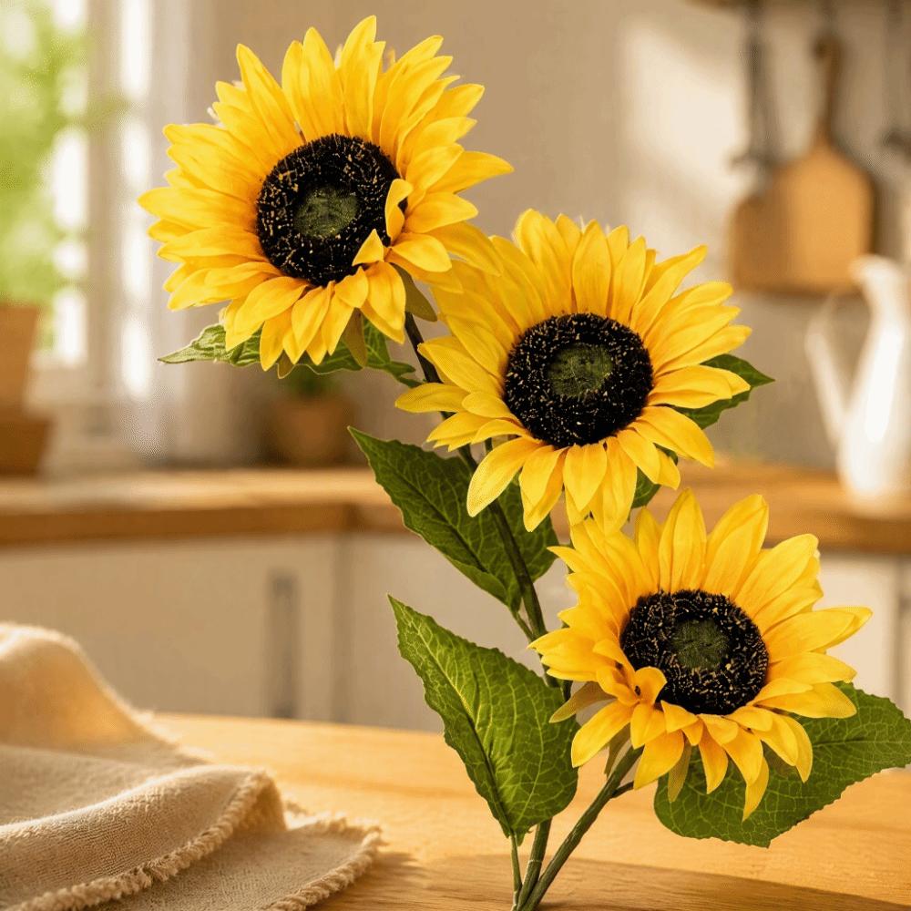 Full Bloom Fake Sunflowers 85cm Silk Sunflowers Faux Artificial Sunflowers Wedding Bouquet