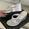 Fashion Eilyken Solid Platform Clip Toe Wedges Women Slippers Fashion High Heels Sandals Summer Flip Flops Slide Shoes