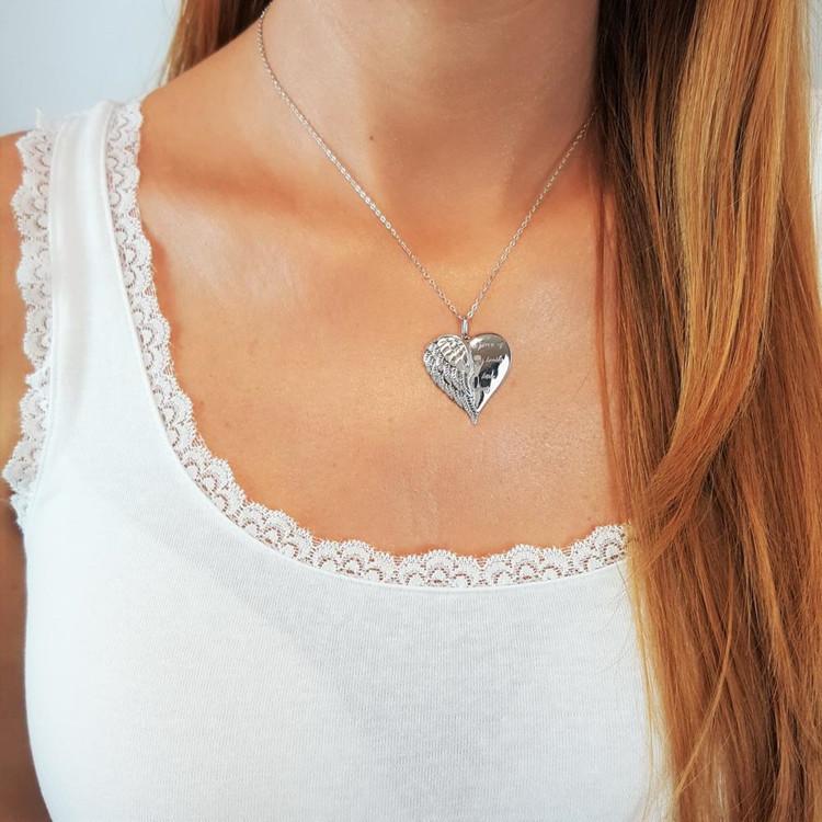 Youfan Wish Necklace, I Have a Pair of Wing Pendants In My Heart, Angel Wing Lettering Necklace