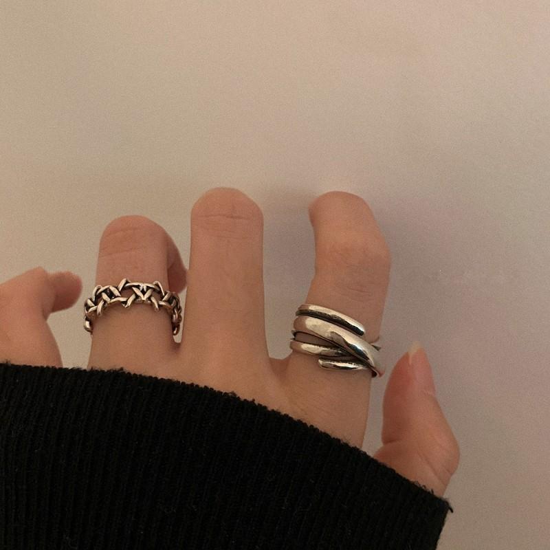 Style Korean Trendy 925 Silver Ring For Women Open Adjustable Finger Jewelry Elegant