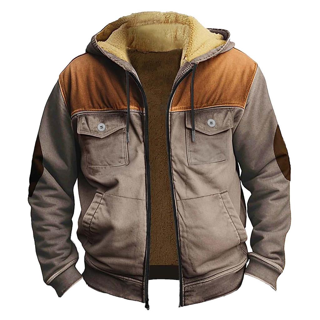 Dobbellommejakke for menn med fortykket knapp med lommeinnsats bomullsjakke