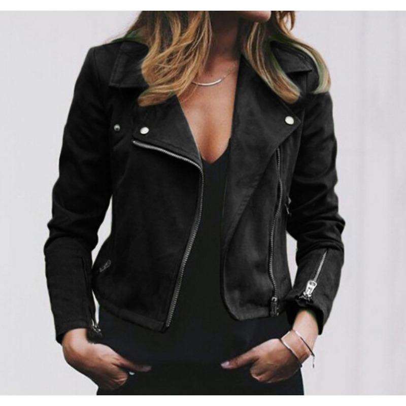 Autumn Winter Street Style Casual Fashion Cardigan Coat Women Turn Down Collar All-match Zipper Jacket Top