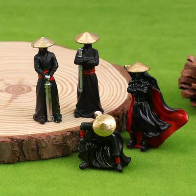 4Pcs/set Resin Mini Figures Model Samurai Warrior Modeling Cool Miniature Car Decoration Gifts