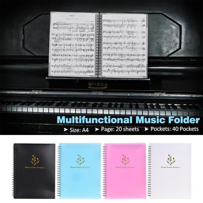 Çok Fonksiyonlu Müzik Puanı Tutucu A4 Boyutu Kağıt Levha Belge Dosya Düzenleyici Klasörü 40'lı