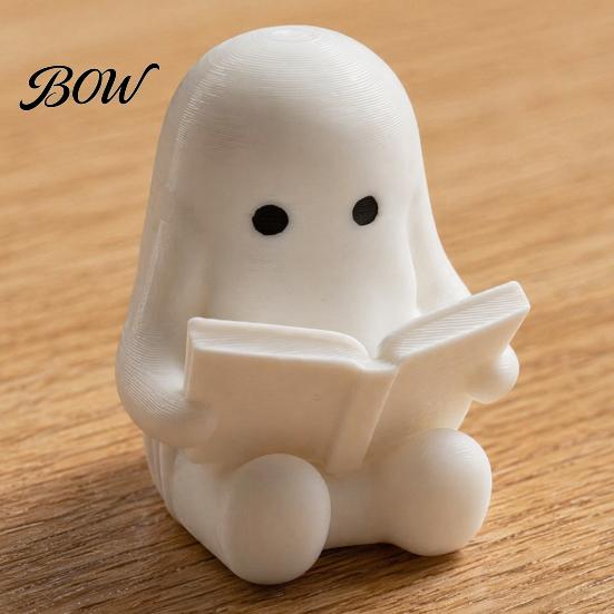 Cute Ghost Table Decor 3D Printed Halloween Figurine, Spooky Resin Statue, Funny Desktop Tray Reading Figurine Decor, Tabletop Centerpiece for