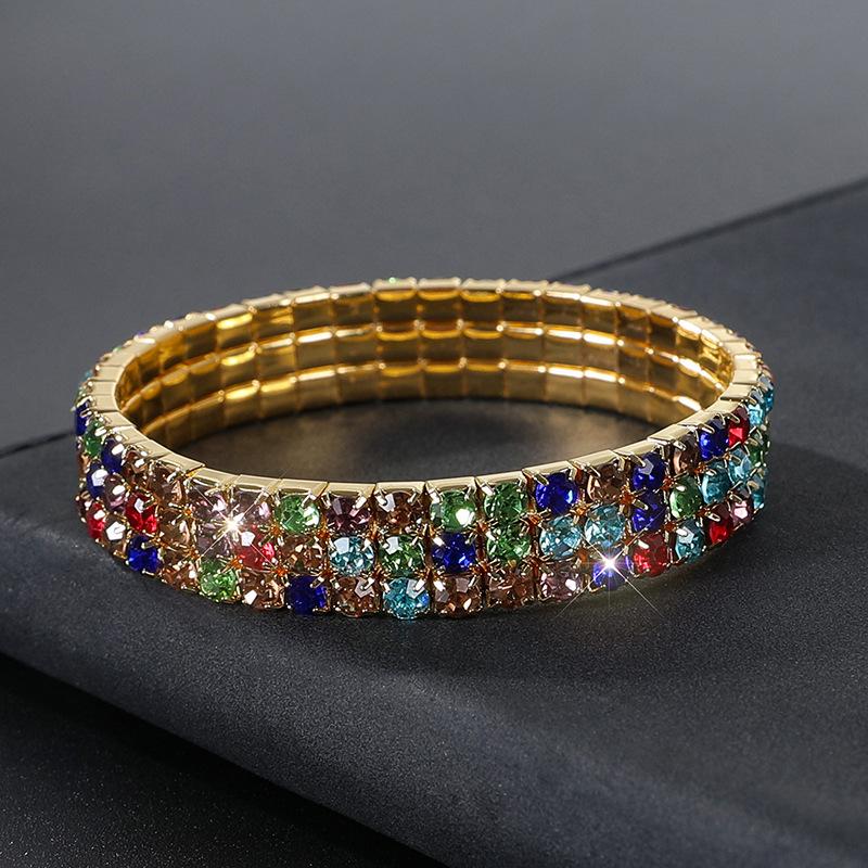 Crystal bracelet full diamond single row elastic bracelet bridal versatile rhinestone bracelet claw chain diamond bracelet women