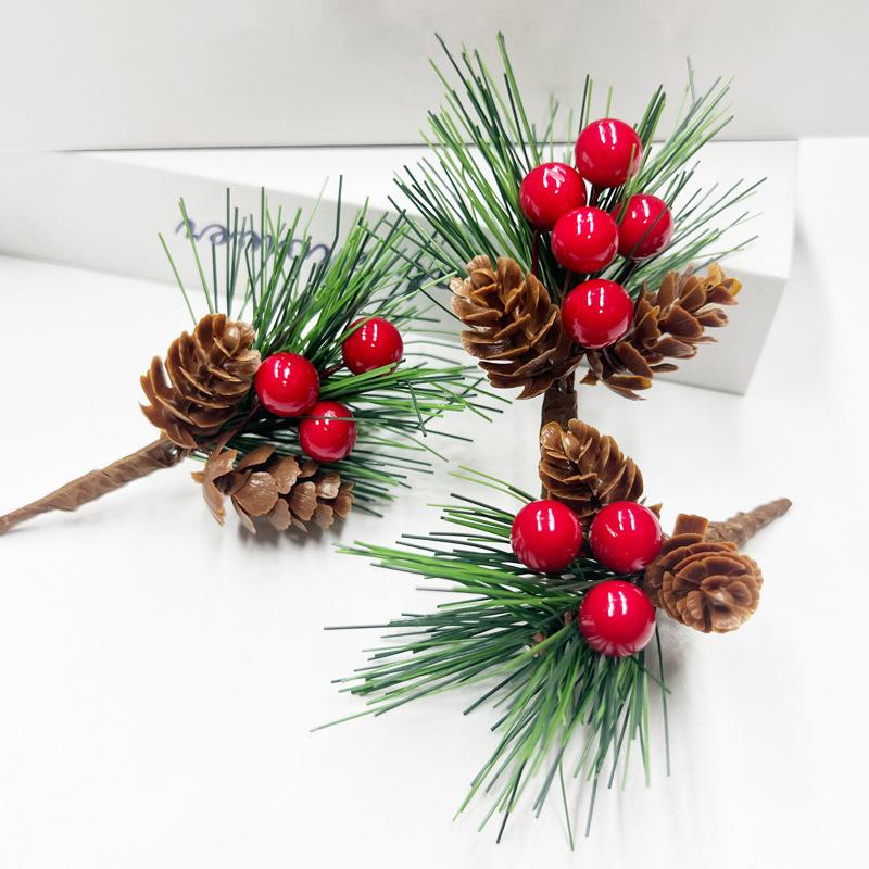 10PC Hanging Ornaments Christmas Decor Simulation Branches DIY Xmas Wreath Artificial Pine Cone Picks Holiday Decor Crafts