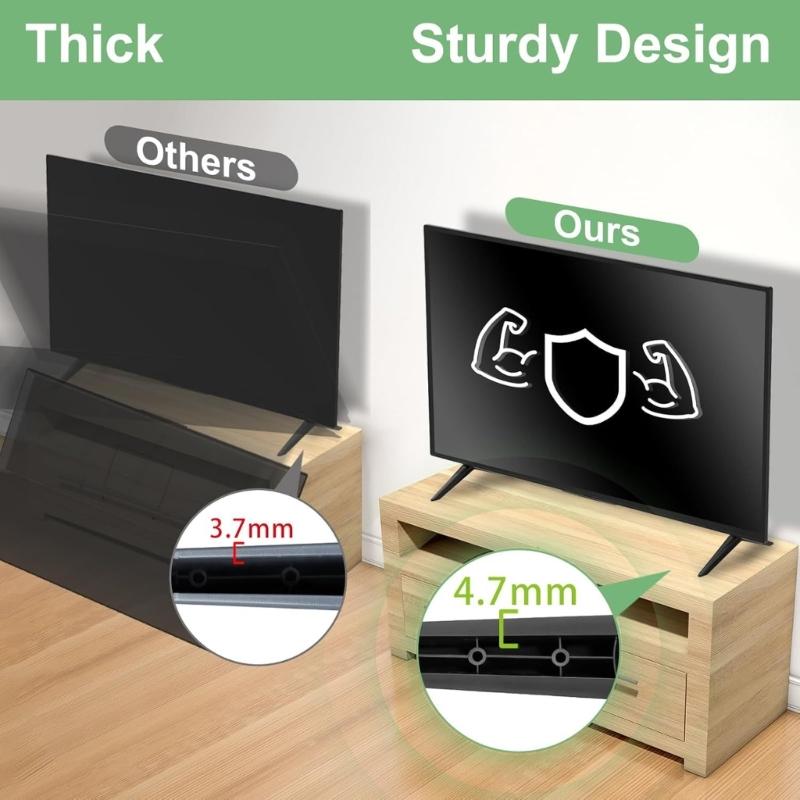Black TV Base Legs for RTU5540 Models, Replacement Stand Feet with Mounting Screws for Living Area or Bedroom Indoor Placement Use