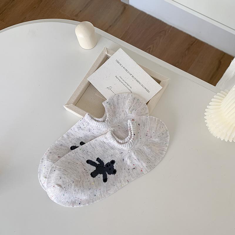 

Весенне-летние низкие носки, тонкие невидимые носки-лодочки, женские дышащие хлопковые носки из точечной пряжи, мультяшные короткие носки с противоскользящим эффектом 1 pair