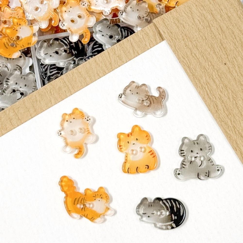 30pcs Cute Tabby Cat Buttons Creative Ginger Cat Buttons Black Cat Kitty Buttons  Cardigan Sweater