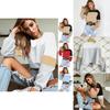 Premium Quality Woman Autumn Winter Color Patchwork Long Sleeve Round Neck Tie Sweatershirt For Effortless Style