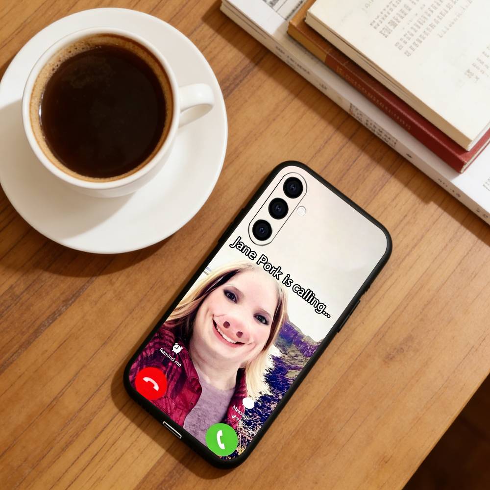 Funny J-John Pork is Calling Phone Case Black Silicone Soft For Samsung Galaxy A73,A72,A71,A70,A53,A52,A51