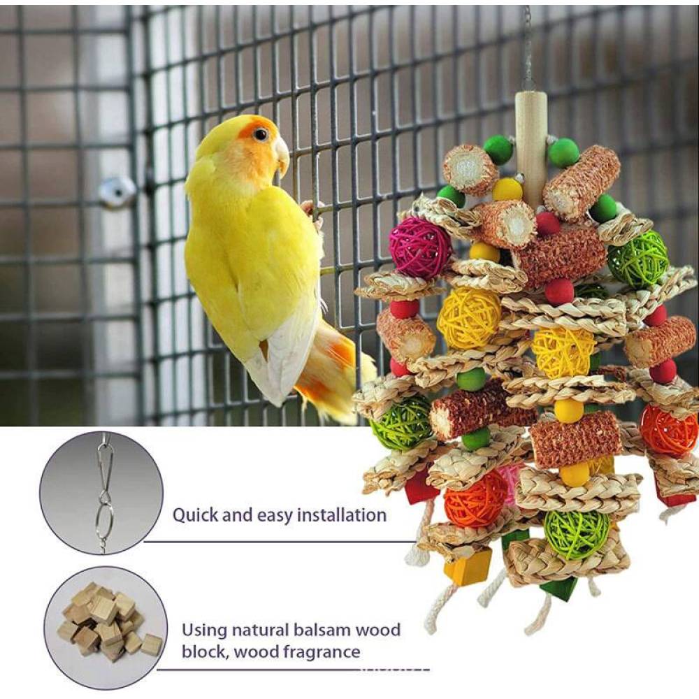 Papageienspielzeug, natürliches Maiskolben-Kauspielzeug für Vögel, für kleine und mittelgroße Aras, Graupapageien, Papageien, mittelgroße Vogelkäfigspielzeuge