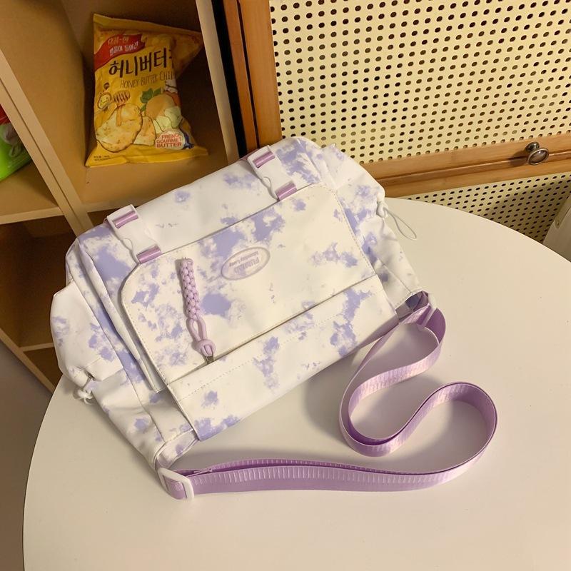 Fashionable and Trendy Canvas Color Blocked New Mailman Bag, Large Capacity Campus Student Trendy Work Commuting Crossbody Bag
