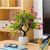 Artificial Pink Flower Bonsai Plant In White Pot , Faux Plant For Home Décoration