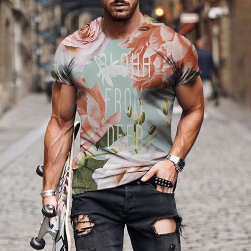 Men's Floral Graphic T Shirt Tee Funny T Shirts Short Sleeve T Shirt 3D Print Crew Neck Shirt Hawaiian