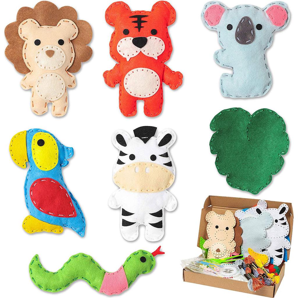 DIY Felt Animals Sewing Craft Kit for Beginners With Multiple Sewing Tools DIY Projects Craft and Sew Set Gift for Girls Boys