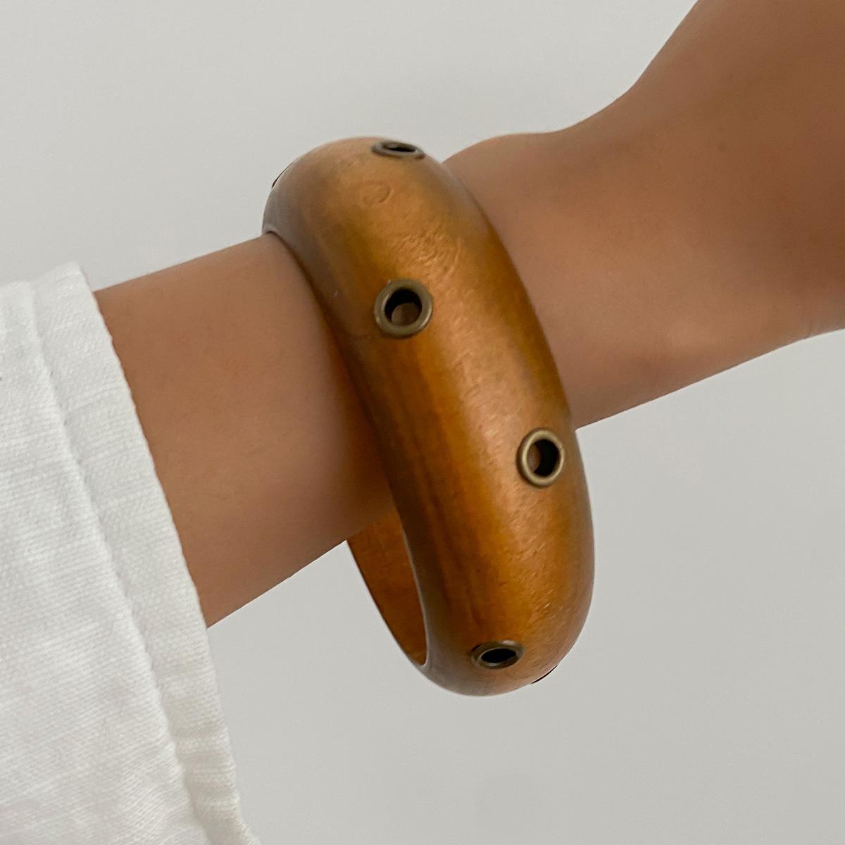 

9 Style Vintage Wood Wide Bangles Bracelet Fashion Gold Color Irregular Geometric Metal Bangles For Women Men Jewelry