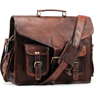 Handmade World Leather Messenger Bag Laptop Bags Computer Satchel Briefcase Unisex(15 Inch)