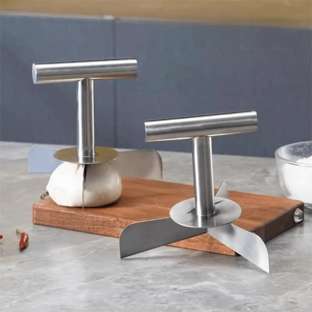 Edelstahl Teigteiler Ergonomischer Griff 3/4 Geteilter Pizzaschneider Bequemer Griff Arbeitssparender Gedämpfter Brotteig Backwerkzeug